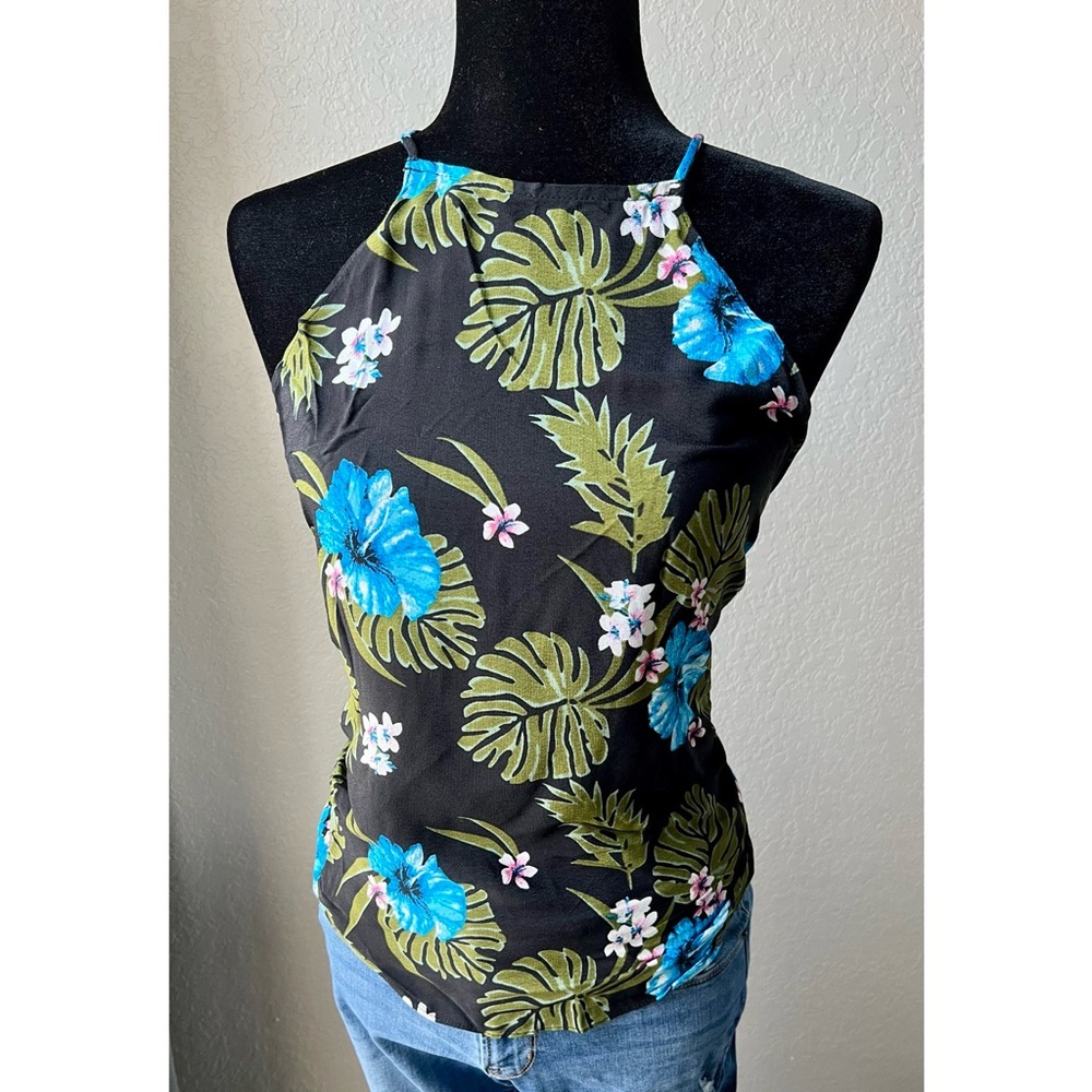 Hawaiian print open back halter